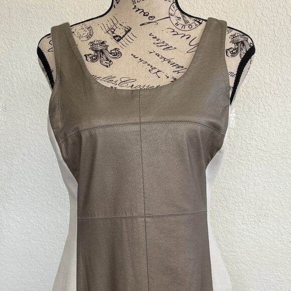 Leather & Fabric Sleeveless Sheath Dress - WHAT???!? - Picture 1 of 8